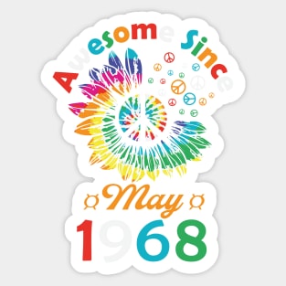 Funny Birthday Quote, Awesome Since May 1968, Retro Birthday Sticker